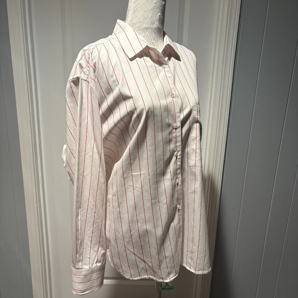 Ayr The Deep End Red/White Button Down Top Size L… - image 3